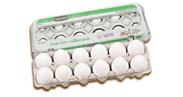 12 gros œufs blancs à 1.77$