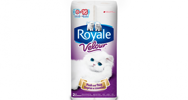 Emballage de 8 rouleaux de papier hygiénique Royale Velour à 1.88$
